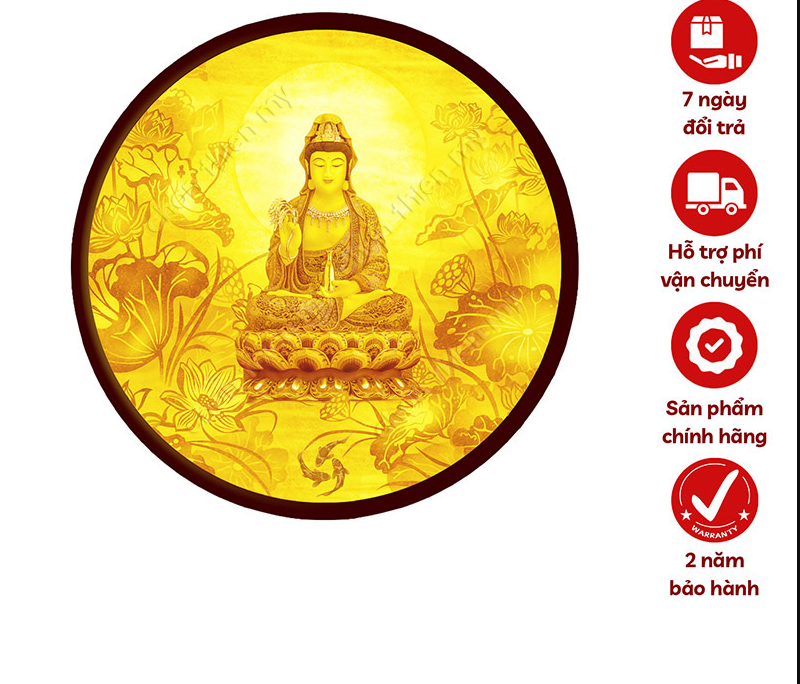 Đèn Hào Quang Hoa Sen Mẹ Quan Âm- Đèn Hào Quang Có Hình Phật Thờ Không Cần